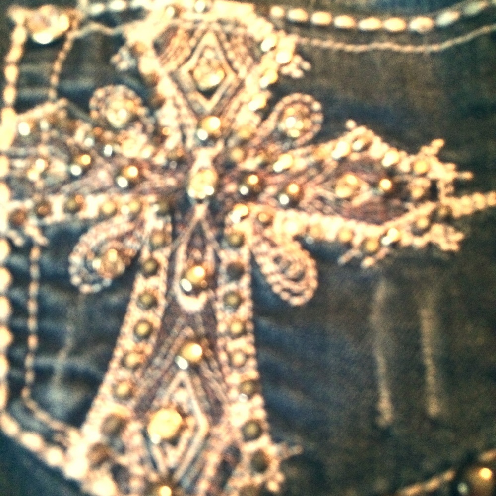 Sexy-Heavily Rhinestoned and studded Cross Jeans